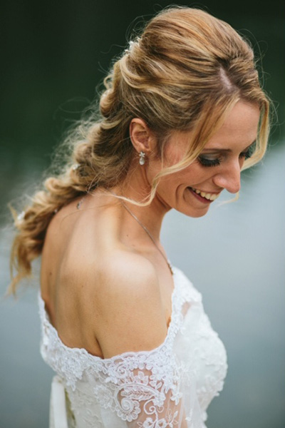 bride with hair done
