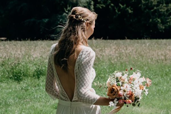 bride with hair done